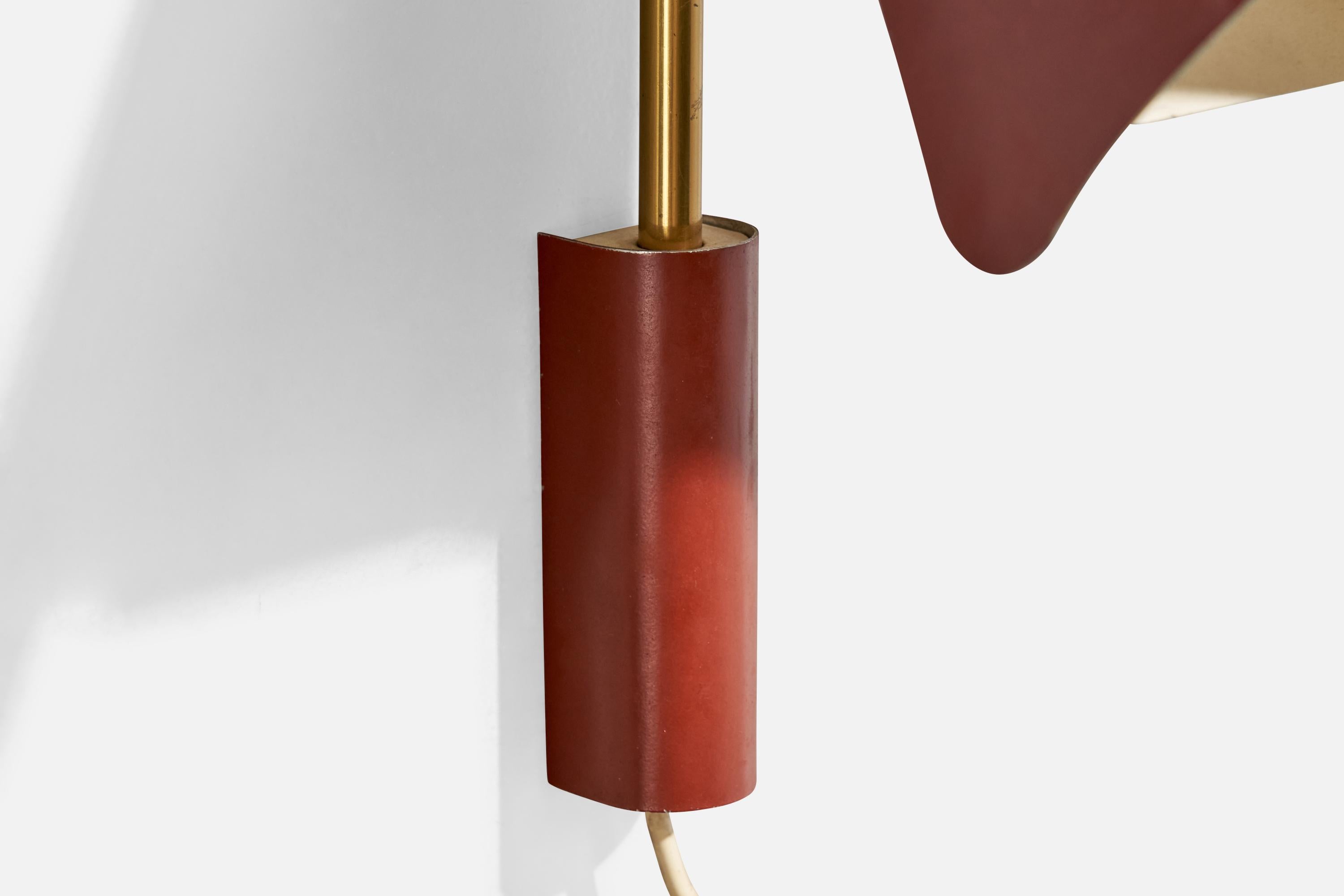 Mid-20th Century Fåglavik, Wall Light, Brass, Metal, Sweden, 1950s For Sale