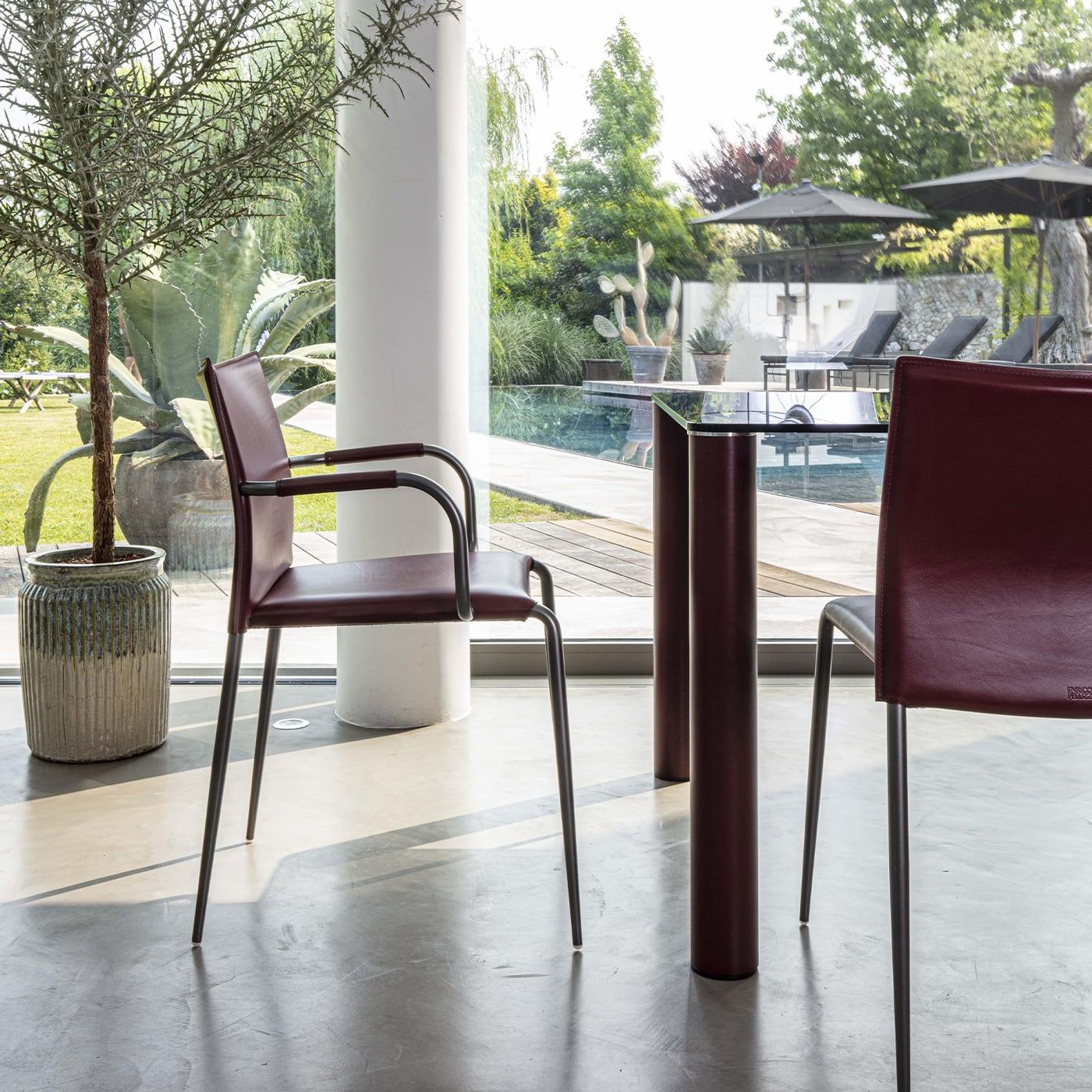 Modern Fagus Smoked Burgundy Dining Table For Sale