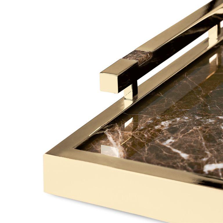 Fahari Medium - Marble tray;Gold tray; serveware; luxury tray; brass tray In New Condition For Sale In Porto, PT