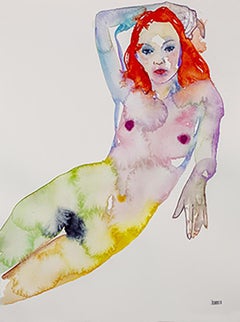 BODY HIGH, Watercolor Painting, Nude, Work on Paper, Signed