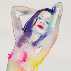 CAGED SOUL - FREE BODY, Watercolor Painting, Work on Paper, Nude, Signed
