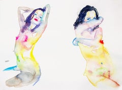 CAGED SOUL - FREE BODY, Watercolor Painting, Work on Paper, Nude, Signed
