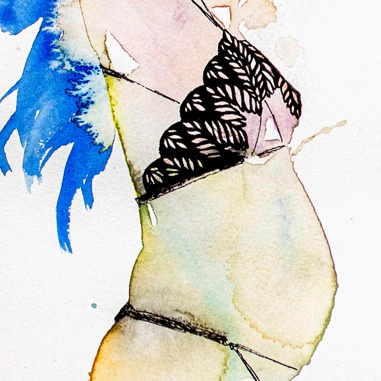 Watercolor artist Fahren Feingold imparts an ethereal quality to her unique works depicting the female form. Her watercolors featuring bold feminine nudes reference imagery from early 20th century French erotica, vintage American magazines from the