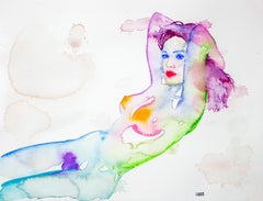 HUNGRY FOR MORE THAN YOUR LOVE, Watercolor Painting, Nude, Signed, Framed