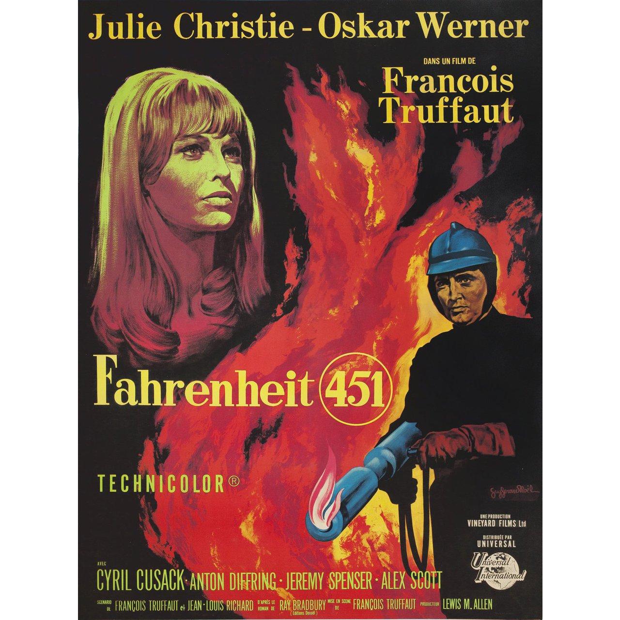 Original 1967 French grande poster by Guy Gerard Noel for the film Fahrenheit 451 directed by Francois Truffaut with Julie Christie / Oskar Werner / Cyril Cusack / Anton Diffring. Fine condition, linen-backed. This poster has been professionally