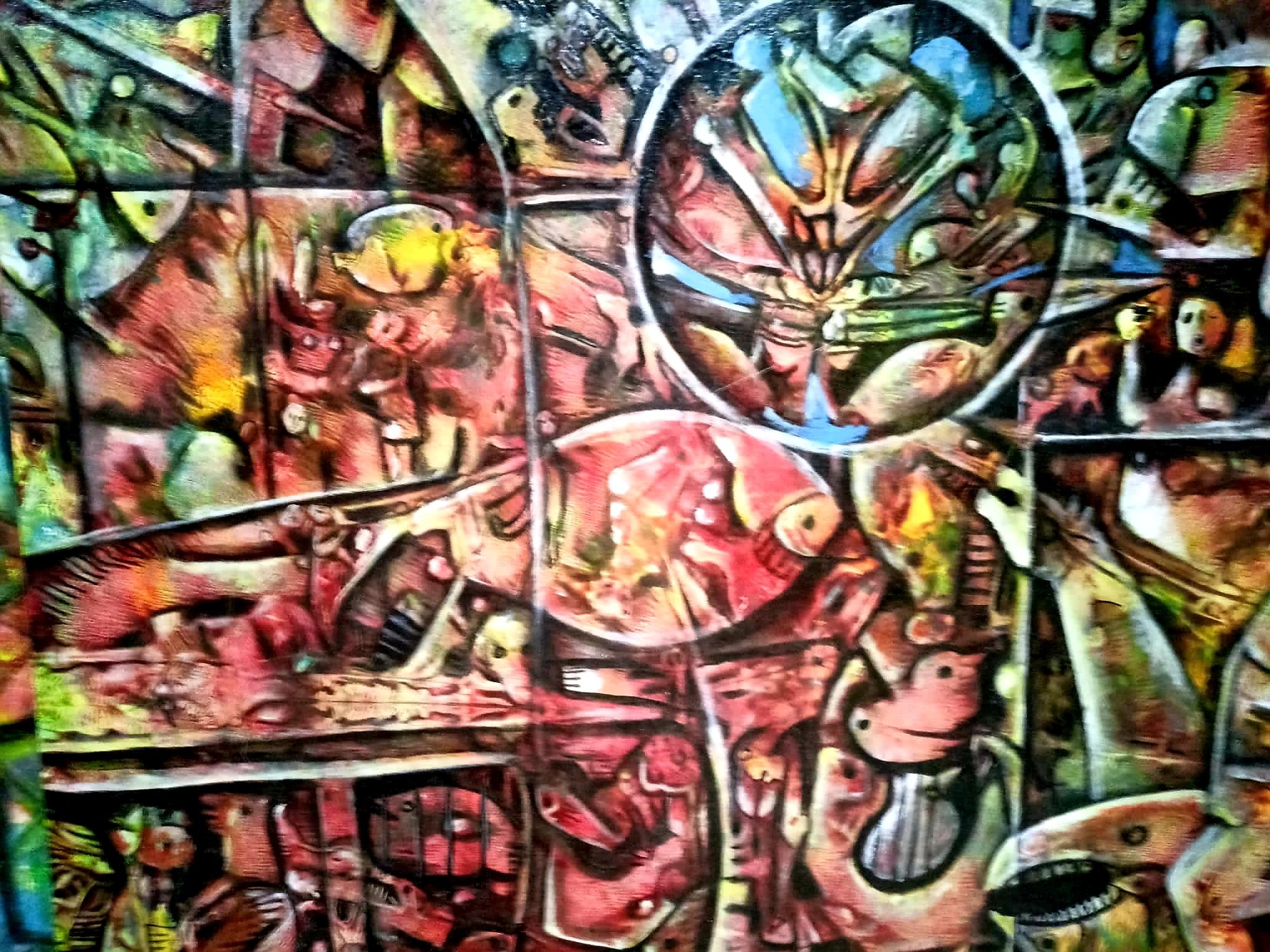 'Fighting for Freedom' Original Painting on Canvas by Artist Fahri Aldin (1950) For Sale 1