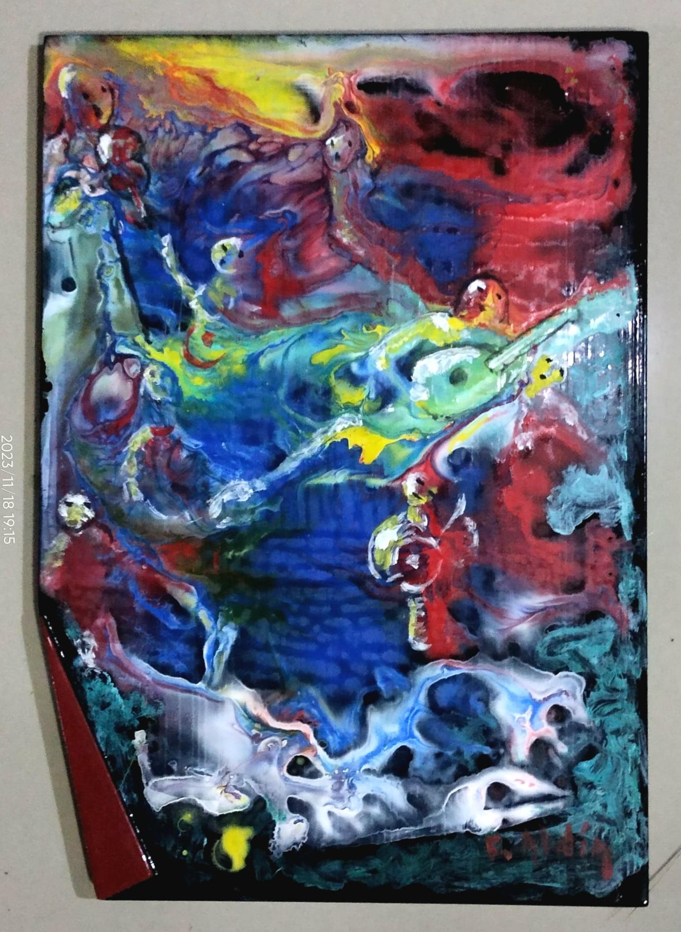 Gorgeous, Unique, One of a Kind, Painting by Renowned Artist Fahri Aldin (1950). For Sale 1
