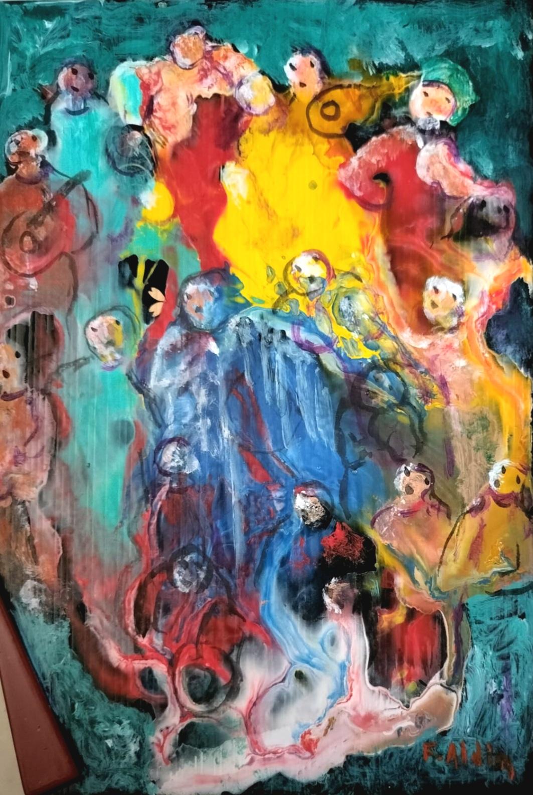 Magnifique, unique en son genre, peinture du célèbre artiste Fahri Aldin (1950).