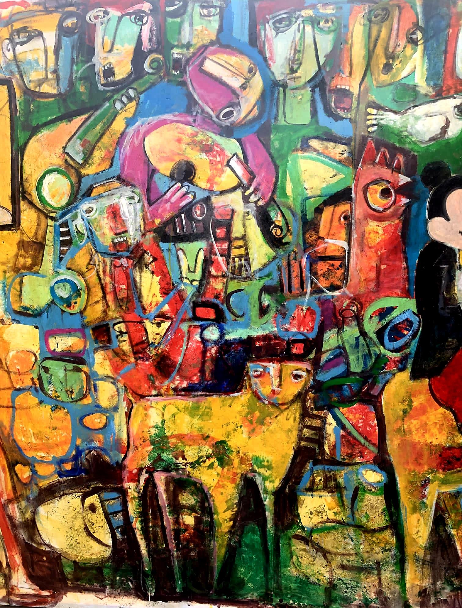 'Messenger of Peace' HUGE Original Painting on Canvas by Artist Fahri Aldin 1950 For Sale 2