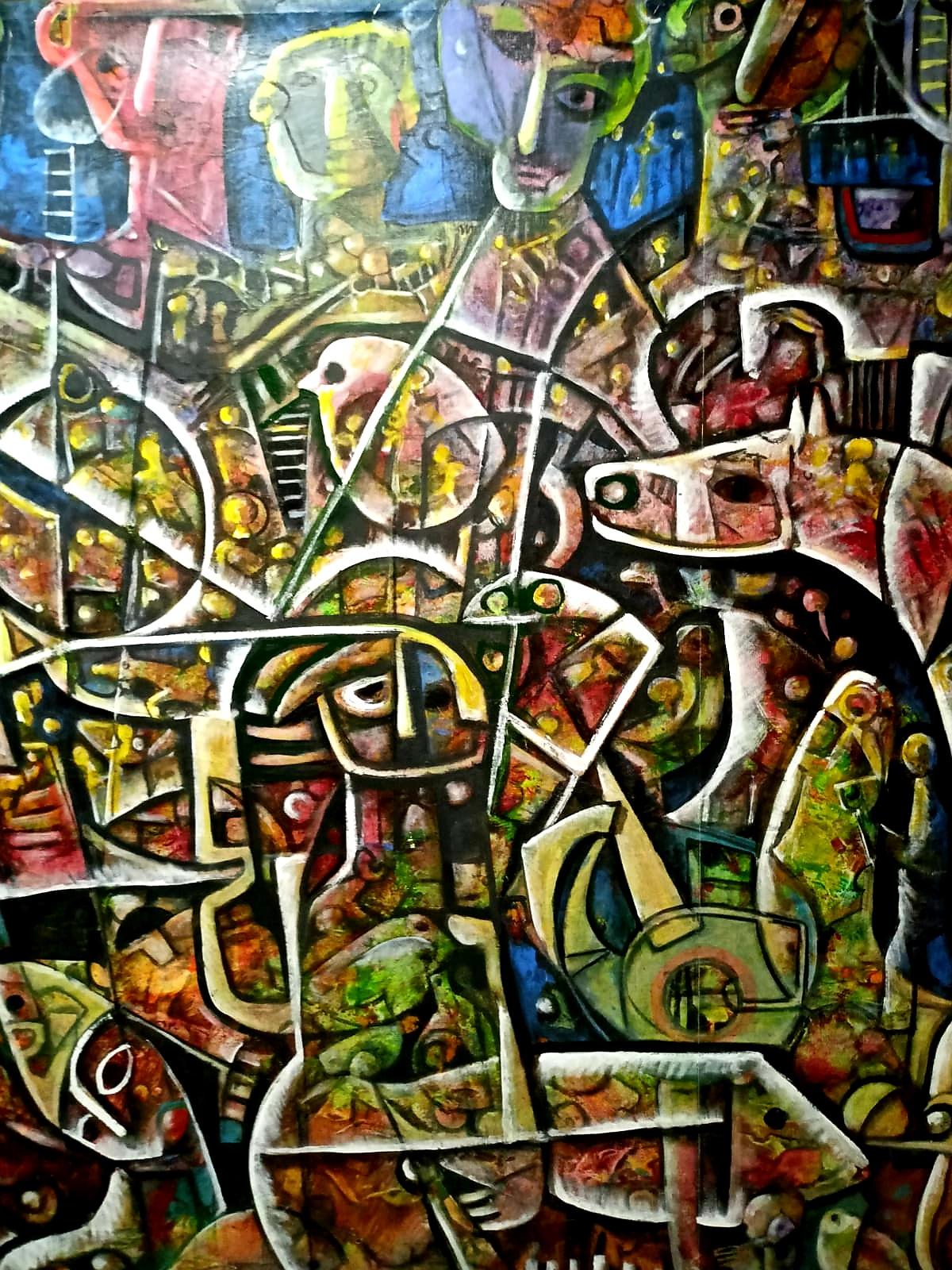 'We Want Peace'  Large Original Painting on Canvas by Artist Fahri Aldin (1950) For Sale 8