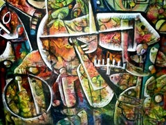 „Wir wollen Frieden“  Großes Originalgemälde auf Leinwand des Künstlers Fahri Aldin (1950)