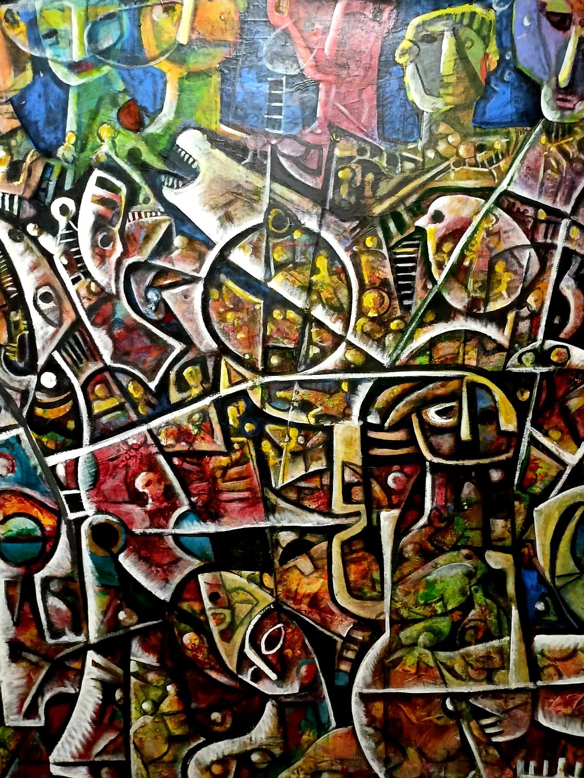 'We Want Peace'  Large Original Painting on Canvas by Artist Fahri Aldin (1950) For Sale 1