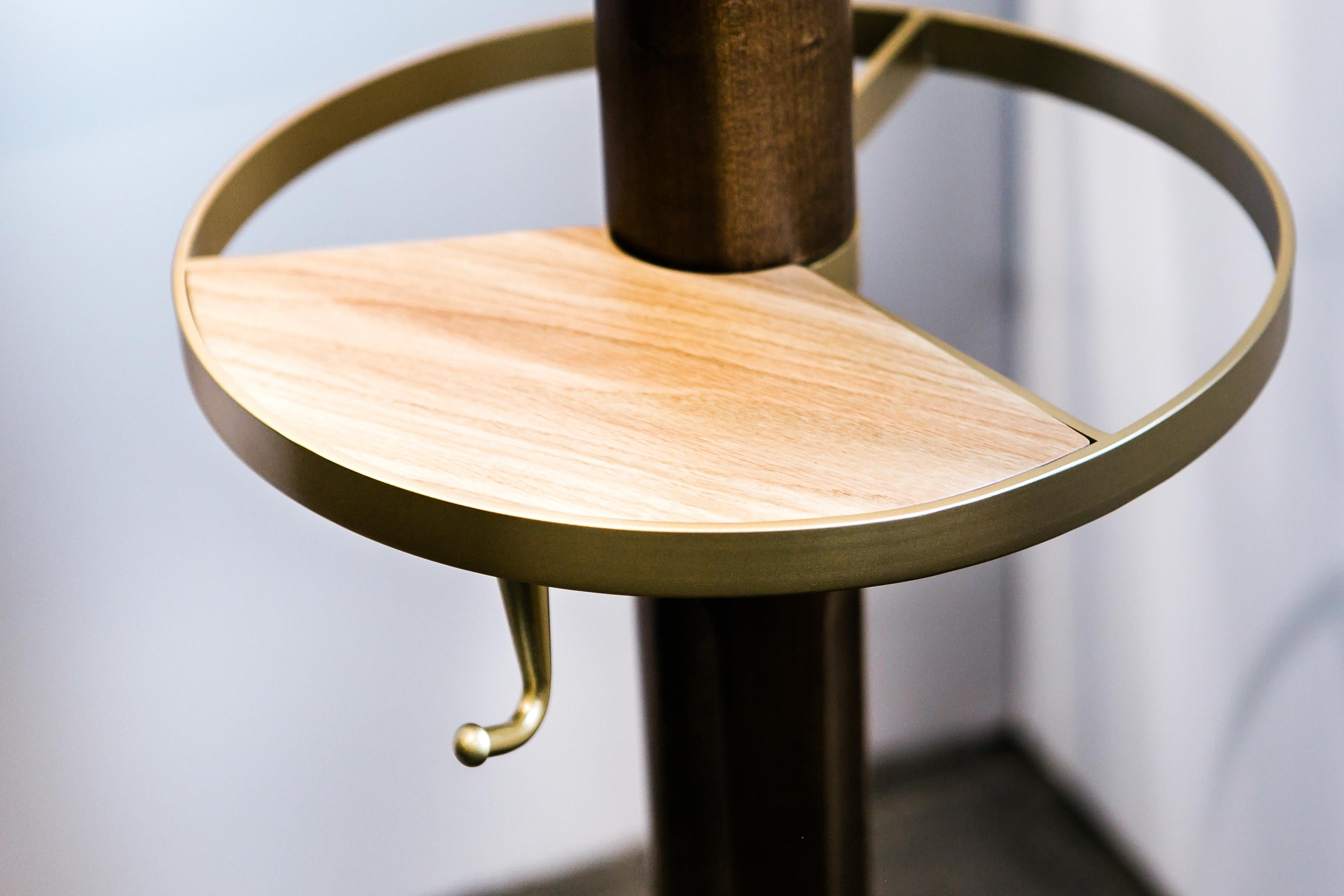 Fai Coat Stand M01 Contemporary Walnut Brass and Marble Handcrafted in Italy In New Condition For Sale In Toronto, CA