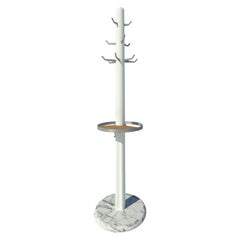 Fai Coat Stand M02 Contemporary Lacquer White Oak & Marble Handcrafted in Italy
