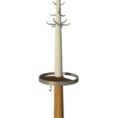 Fai Coat Stand M04 Contemporary Lacquer White Oak & Marble Handcrafted in Italy
