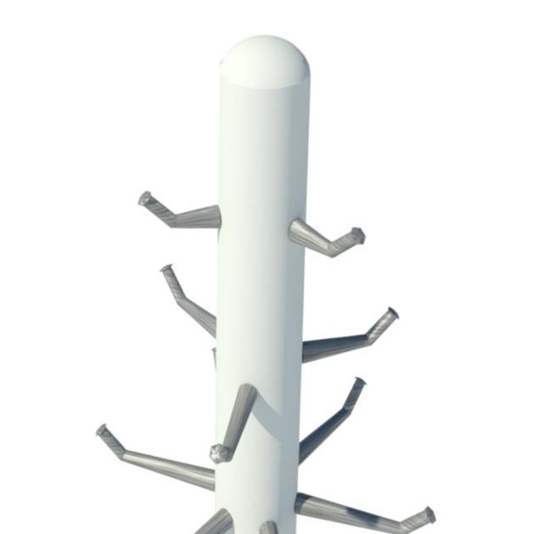 Art Deco Fai Coat Stand M04 Contemporary Lacquer White Oak & Marble Handcrafted in Italy For Sale