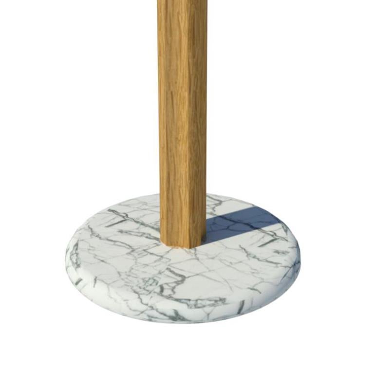 Italian Fai Coat Stand M04 Contemporary Lacquer White Oak & Marble Handcrafted in Italy For Sale