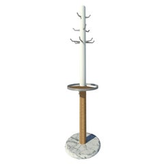 Fai Coat Stand M04 Contemporary Lacquer White Oak & Marble Handcrafted in Italy