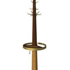 Fai Coat Stand M05 Contemporary Walnut Oak Brass & Marble Handcrafted in Italy