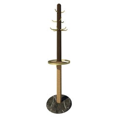 Fai Coat Stand M05 Contemporary Walnut Oak Brass & Marble Handcrafted in Italy