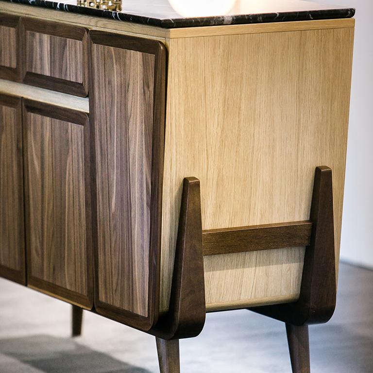 This elegant and unique crafted Credenza, Made in Italy and designed by Naji Mourani, will complement your environment and fit in your living, and dining spaces. In a Hotel Room, a lobby or a Hallway. Suitable for a luxurious contemporary and Art