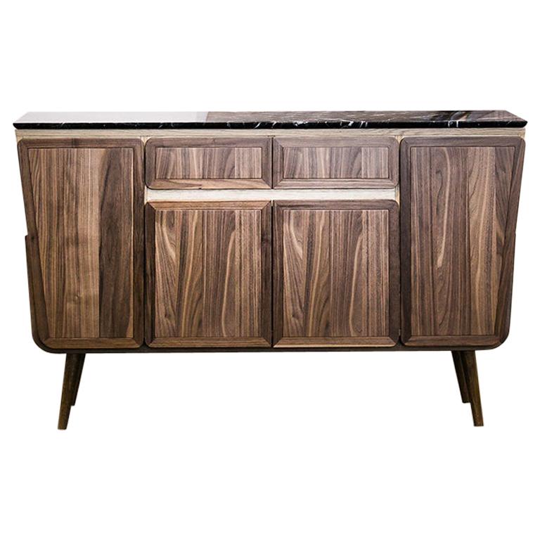 Fai Credenza M01 Contemporary Walnut Oak Marble Counter Made in