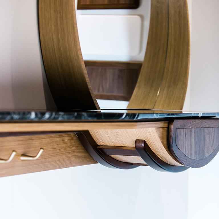 Spazzolato Specchio e console da ingresso M01 Contemporaneo Oak Oak e marmo Made in Italy in vendita