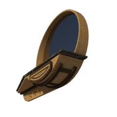 Entryway Mirror & Console M05 Contemporary Walnut Oak Brass Marble Made in Italy