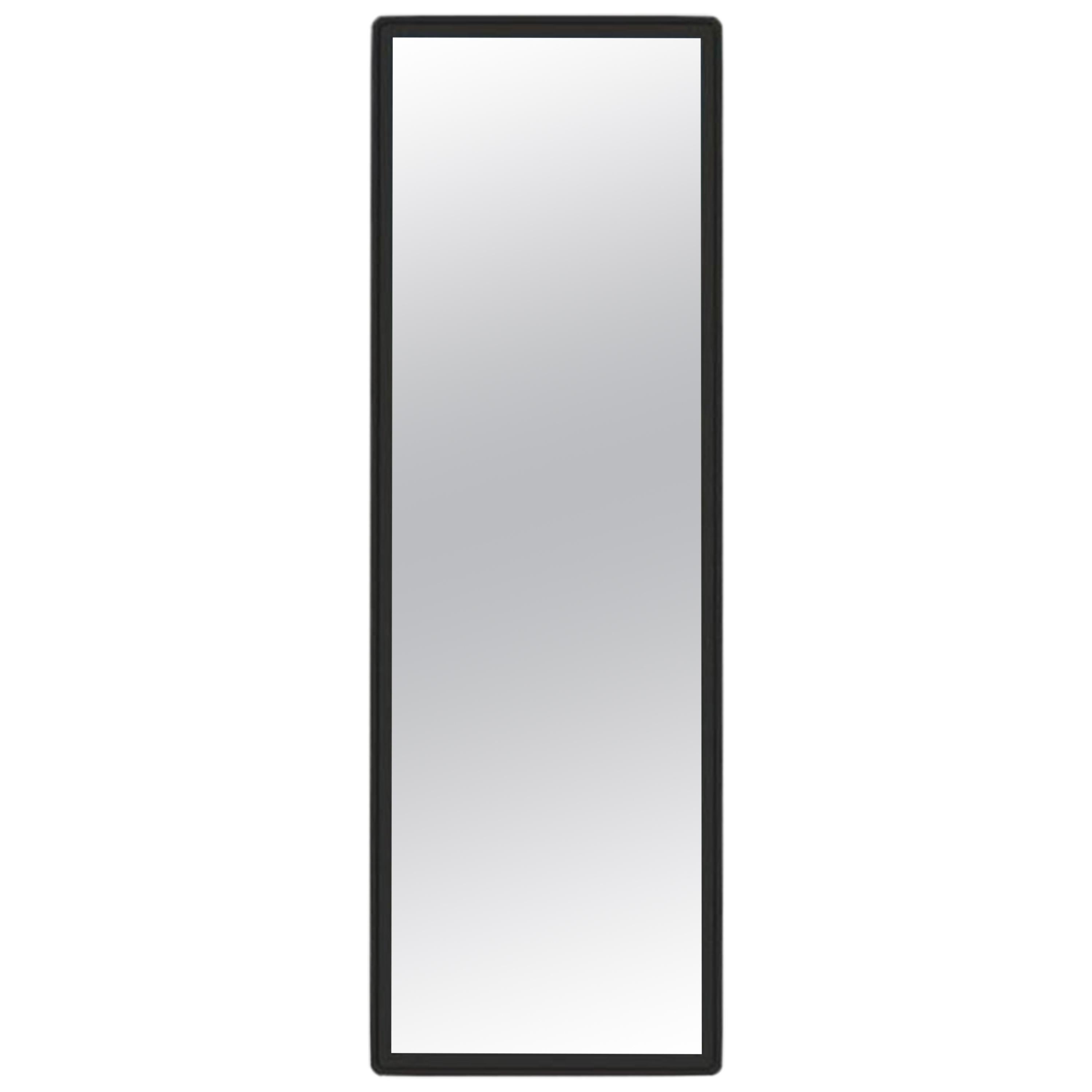 Wood Large Mirror M04 Slim Size, Contemporary Lacquer Black Handcrafted in Italy For Sale