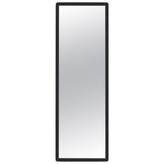 Wood Large Mirror M04 Slim Size, Contemporary Lacquer Black Handcrafted in Italy