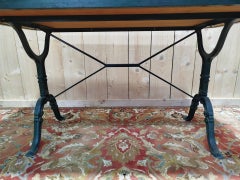 Faience Bistro Table signed Vincent and Elisabeth Portier