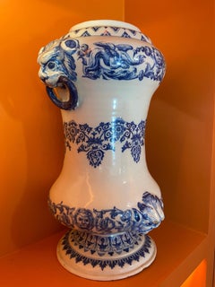 Faience Blue and White Water Cistern, Rouen or Lille, French Work, 18th Century