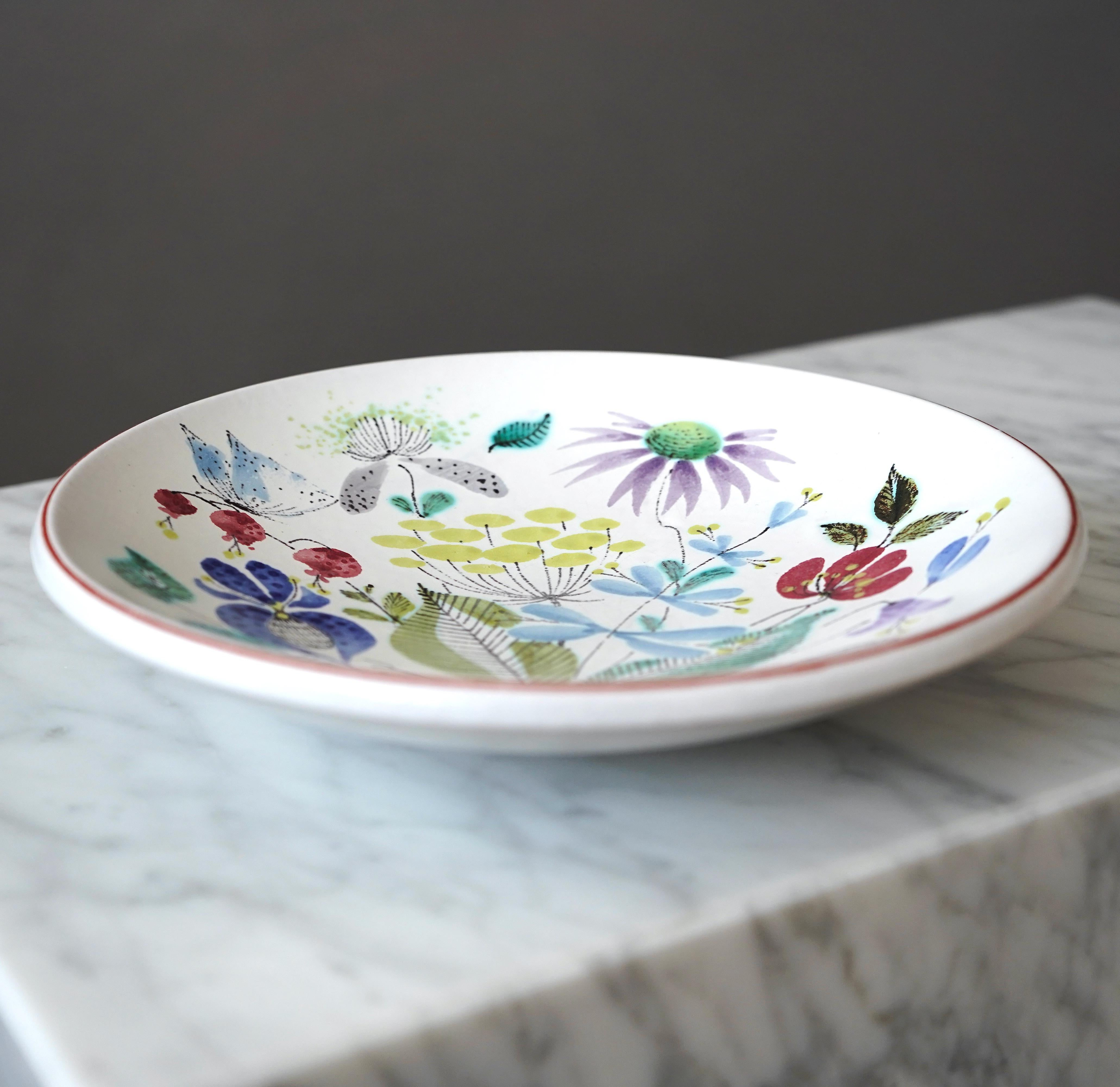 Mid-Century Modern Faience Bowl by Stig Lindberg for Gustavsberg Studio, Sweden, 1950s For Sale