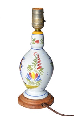 Faience Ceramic Lamp from Quimper, France