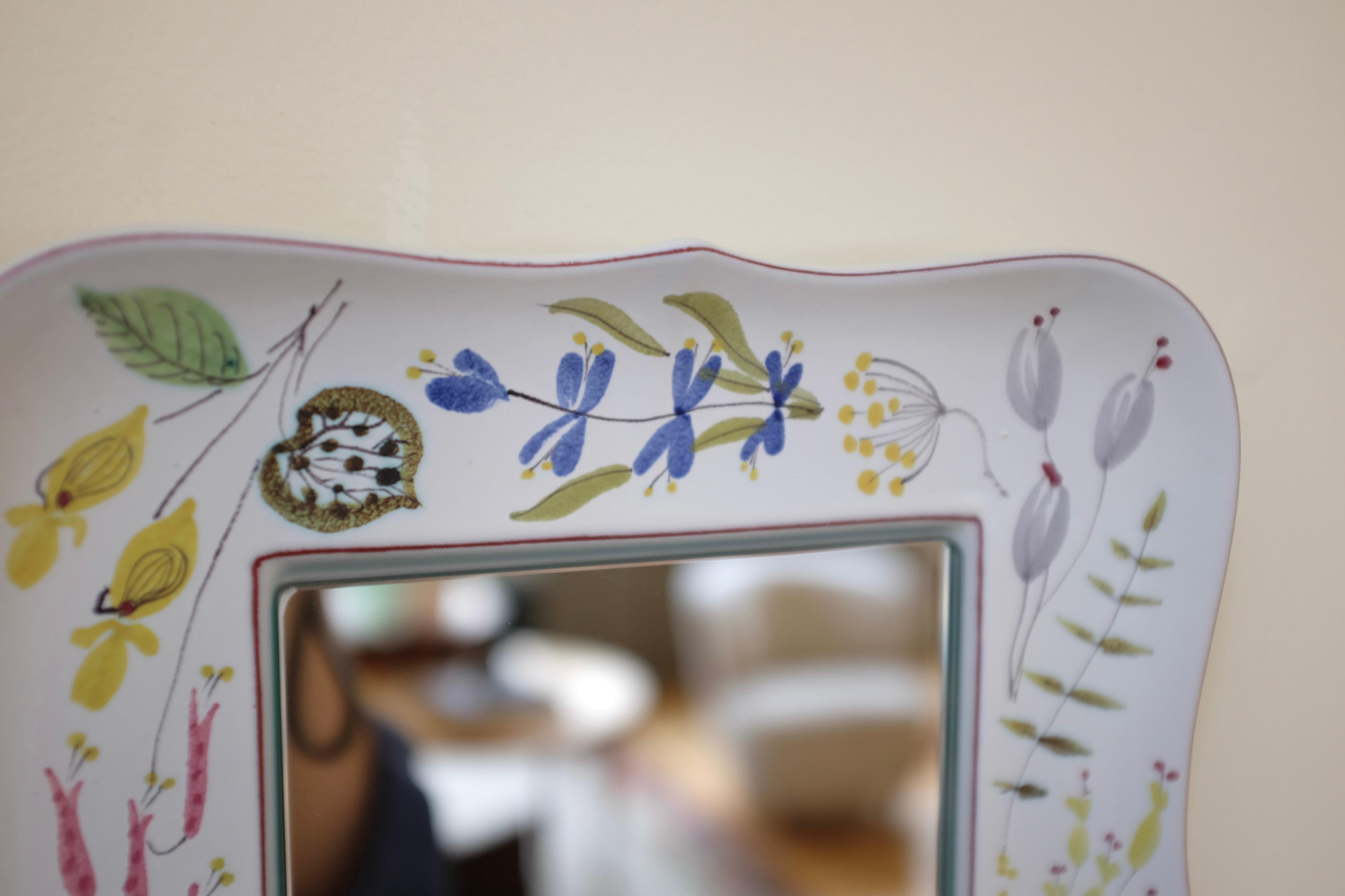 Scandinavian Modern Faience ceramic mirror by Stig Lindberg For Sale