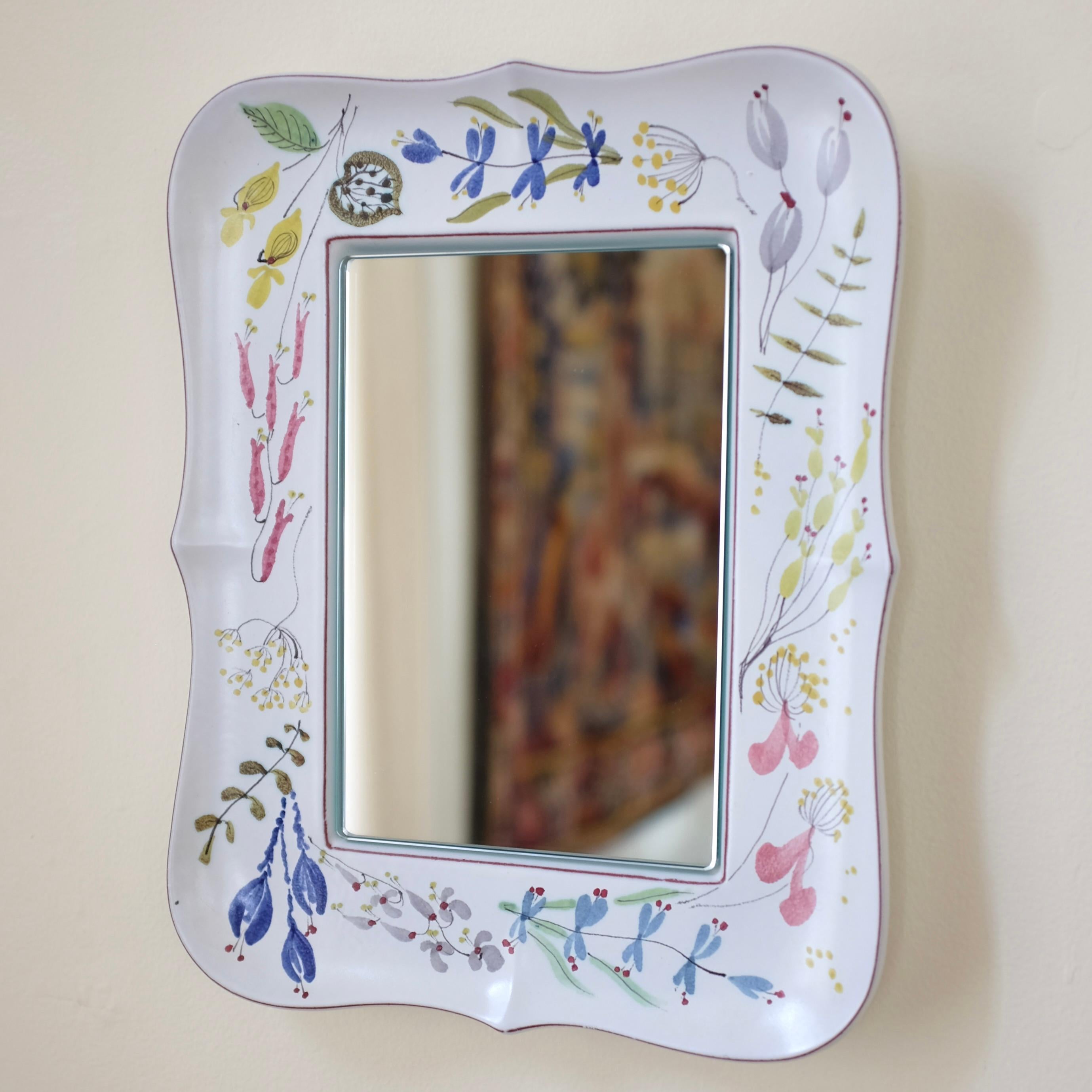 Faience ceramic mirror by Stig Lindberg In Good Condition For Sale In New York, NY