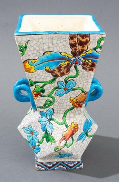 Faience de Gien Art Deco "Orchid" Vase, 1920s