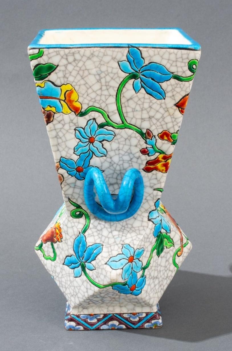 Fayence de Gien, Art déco-Vase „Orchidee“, 1920er-Jahre (20. Jahrhundert) im Angebot