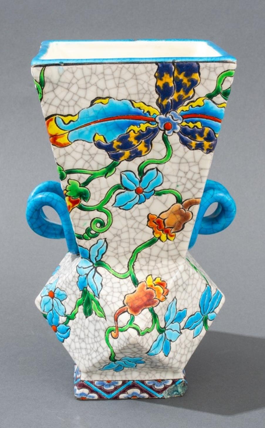 20ième siècle Vase Art Déco « Orchid » en faïence de Gien, années 1920 en vente