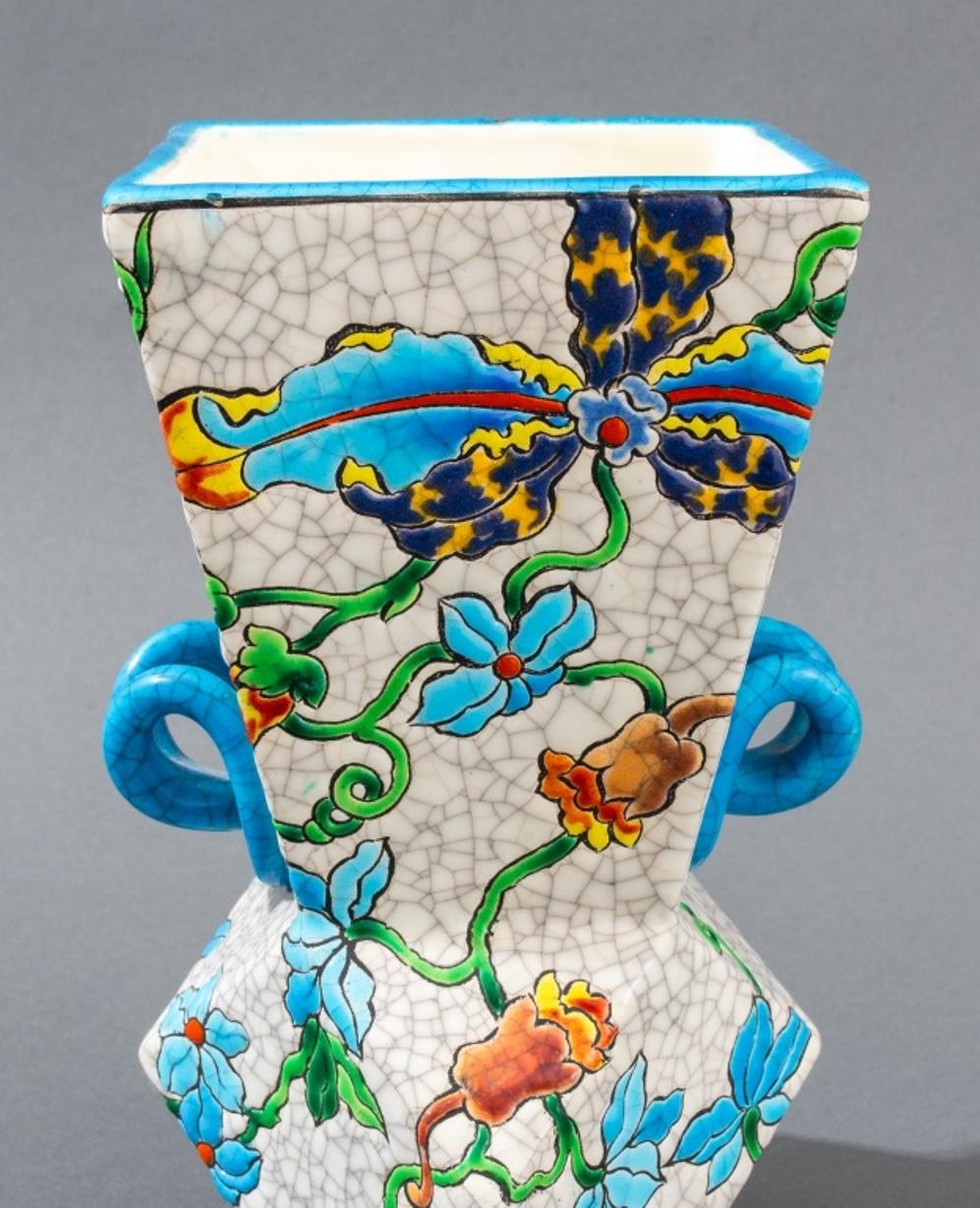 Fayence de Gien, Art déco-Vase „Orchidee“, 1920er-Jahre im Angebot 2