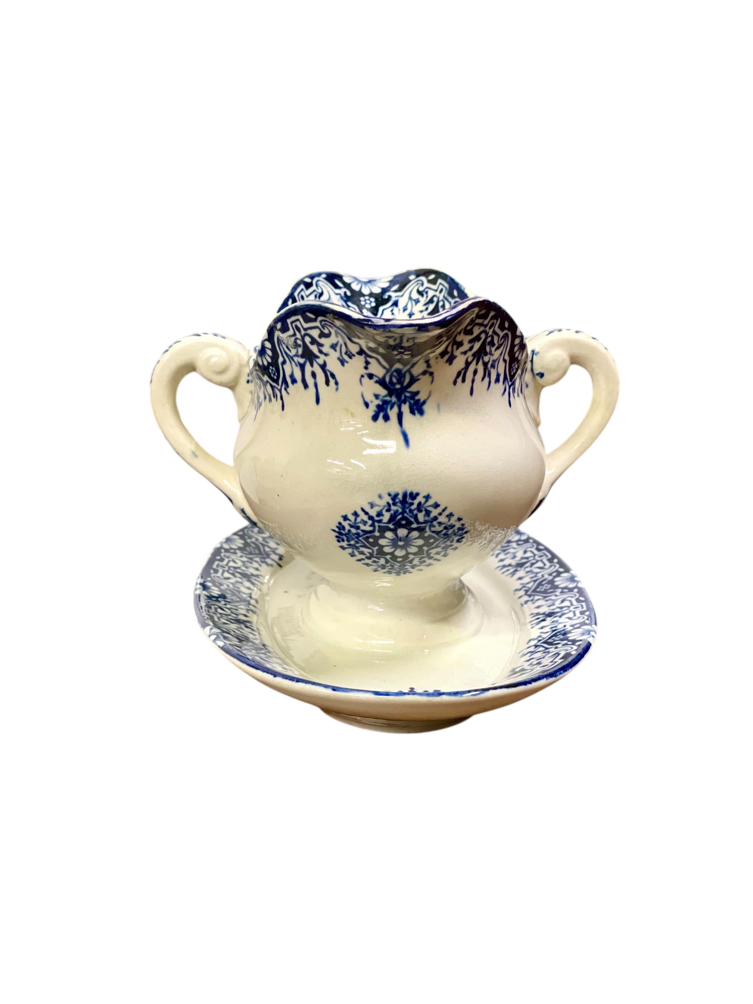 Mesa de servicio de loza con decoración azul, Francia S. XIX en venta 7