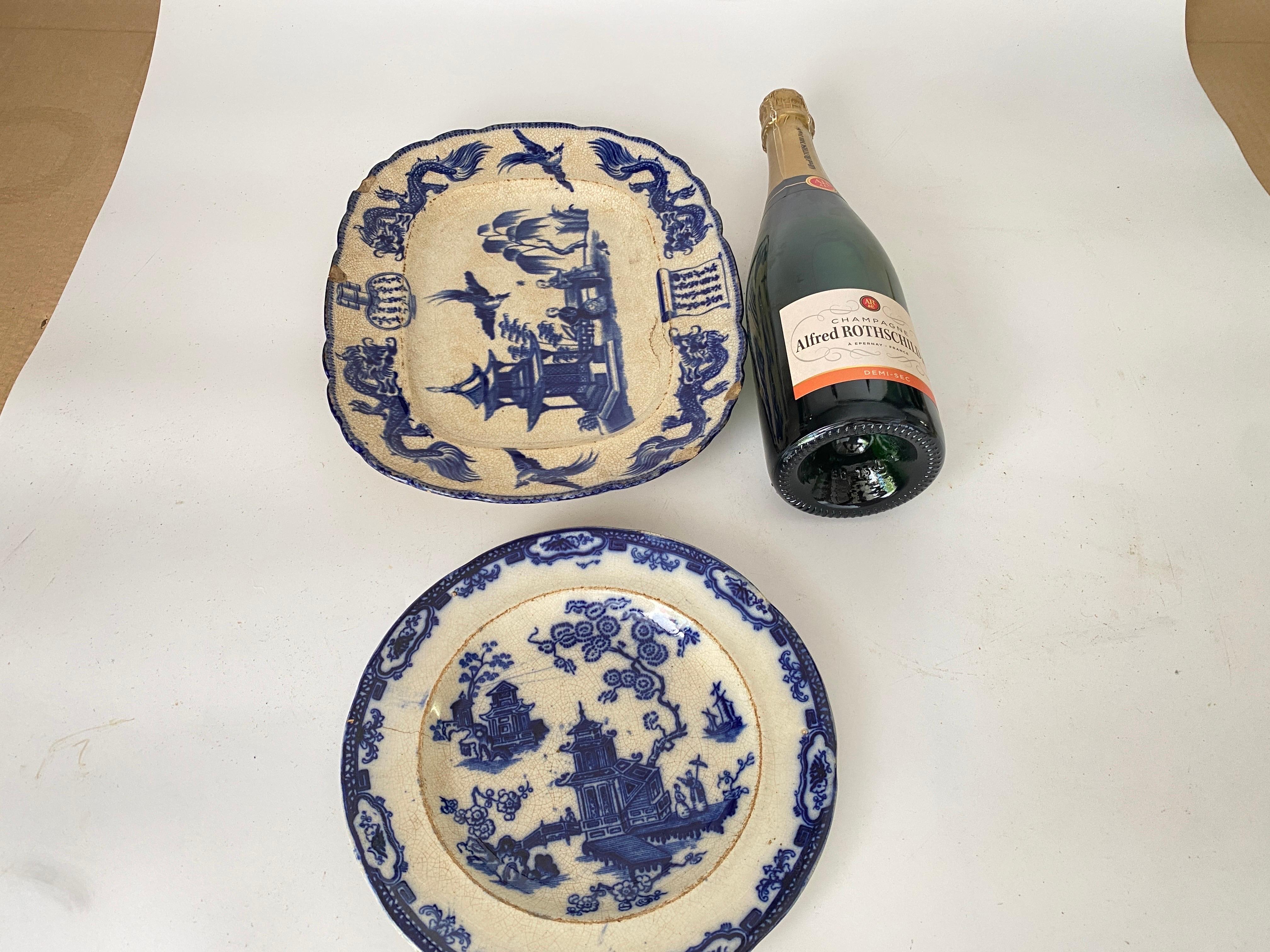 Faience Dish and Plate by Jules Vieillard Chinese Decor France 19th Century  For Sale 6