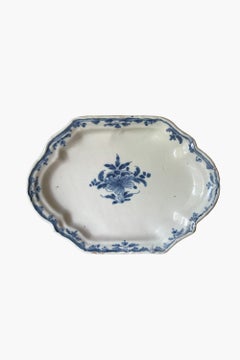 Faience Dish in Blue and White from Rouen, Early 18th Century
