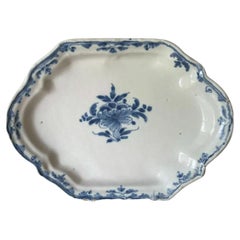 Antique Faience Dish in Blue and White from Rouen, Early 18th Century