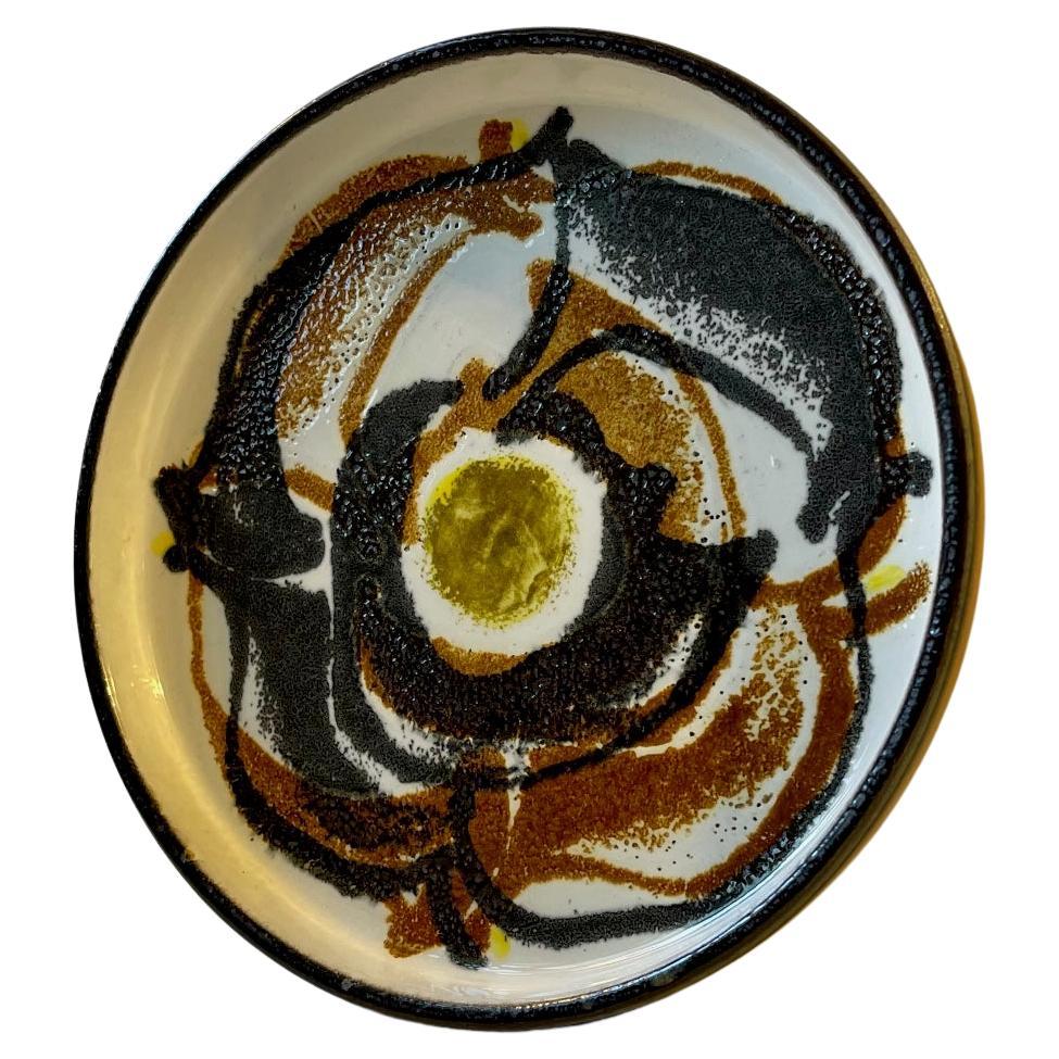 Faience Dish with Abstract Glaze by Ellen Malmer for Royal Copenhagen, 1970s For Sale