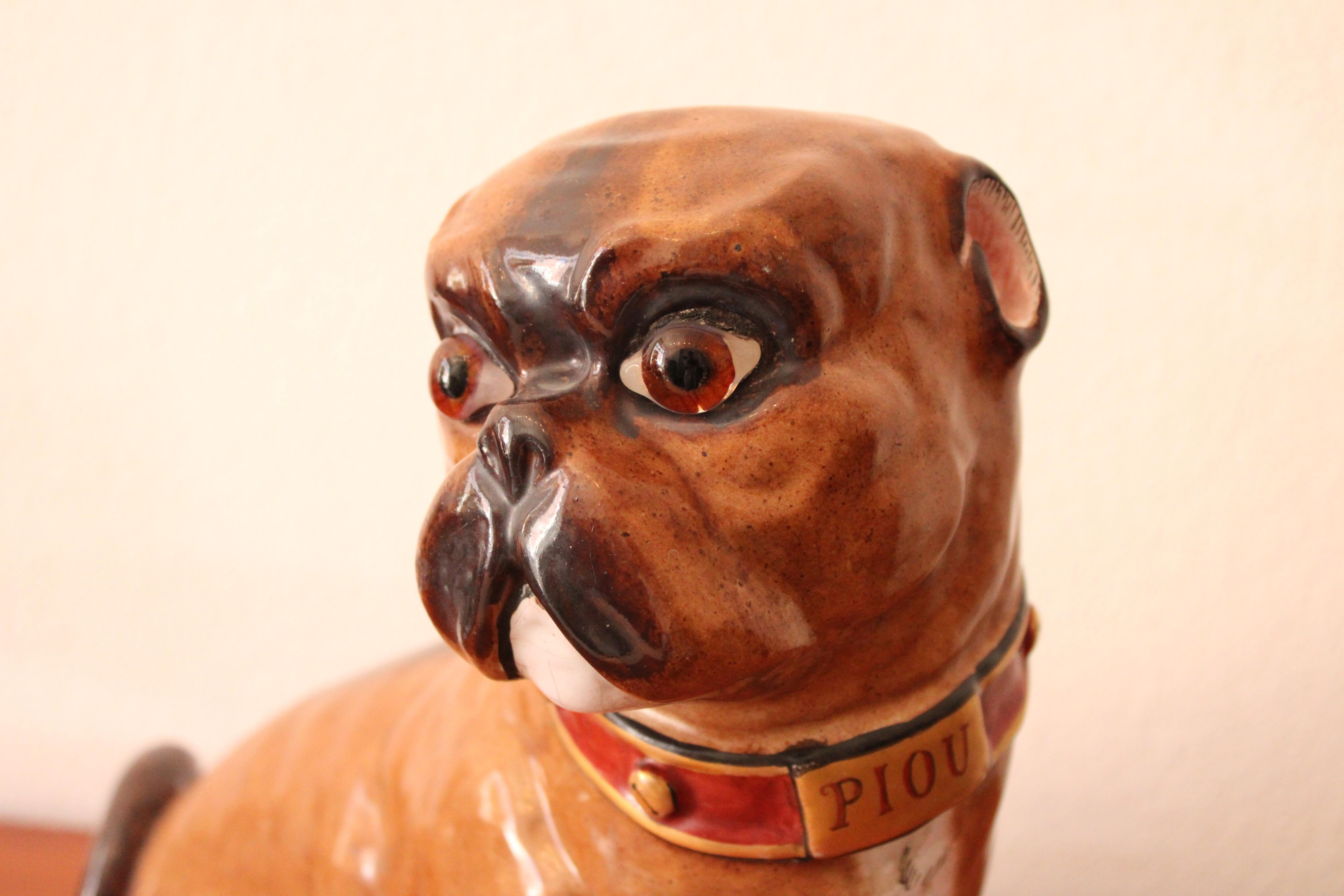 Fayence-Hund von Emile Gallé, Jugendstil (Art nouveau) im Angebot