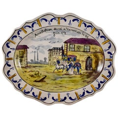 Faïence Plateau commémoratif de la Révolution française, Arrestation du Roi à Varennes