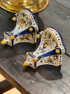 Faience Hanging Brackets, Polychrome, 19th C. Ginori