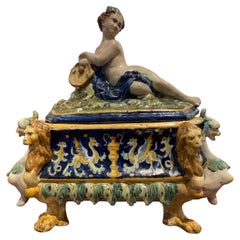 Antique Faience jewelry box