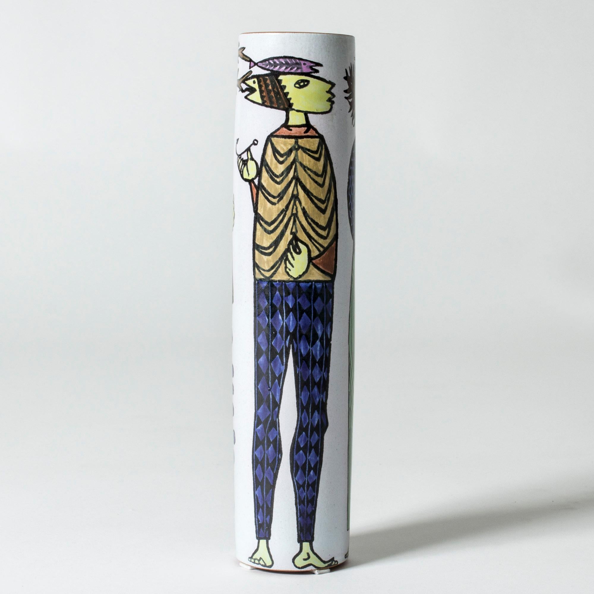 Fayence-Vase „Karneval“ von Stig Lindberg (Skandinavische Moderne) im Angebot
